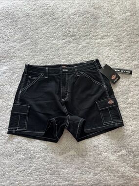 Dickies Black Women's Cargo Shorts with Contrast Stitching